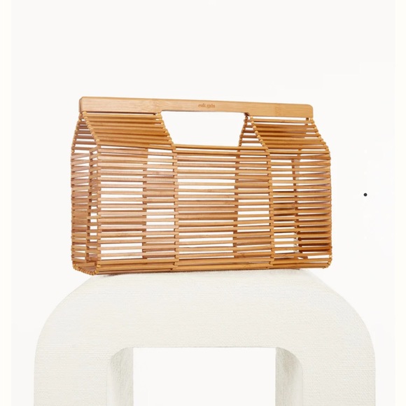 Cult Gaia Top Handle Bamboo Bag NWT Natural - Picture 3 of 8